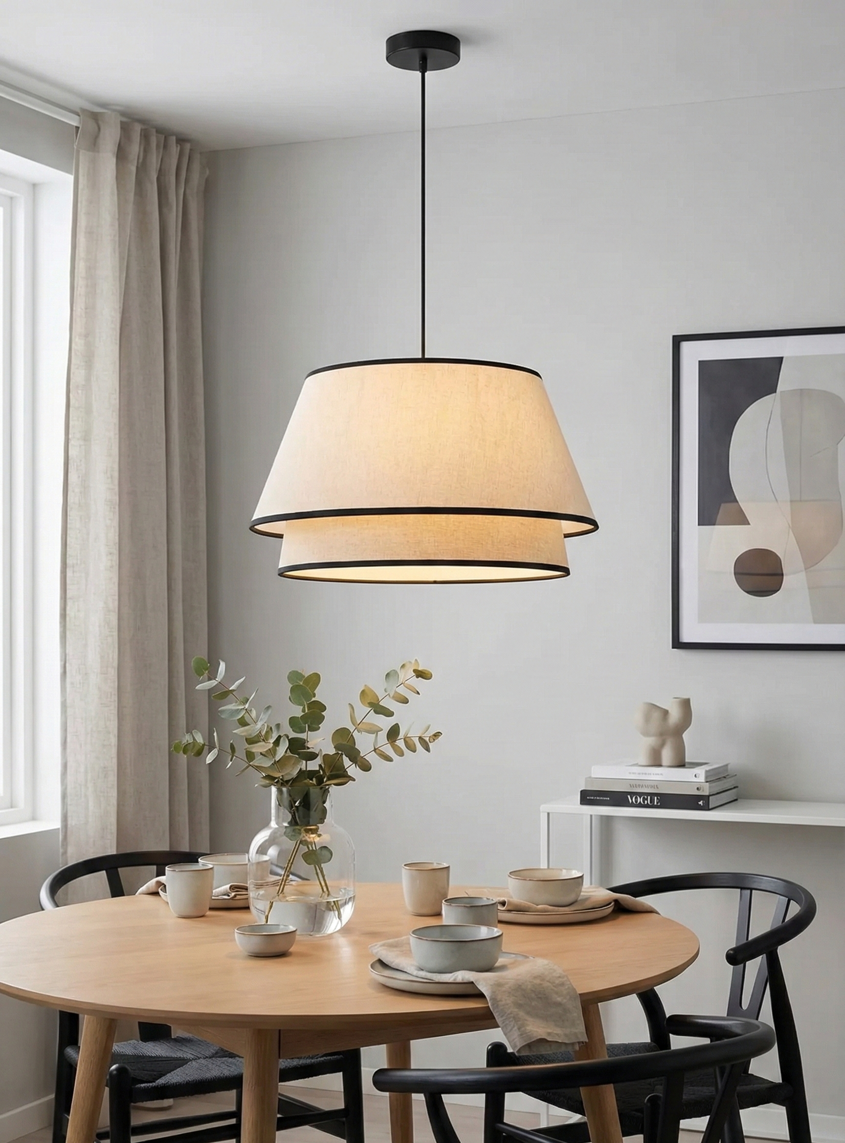 Moderne Wabi-Sabi Stof Pendellampe 