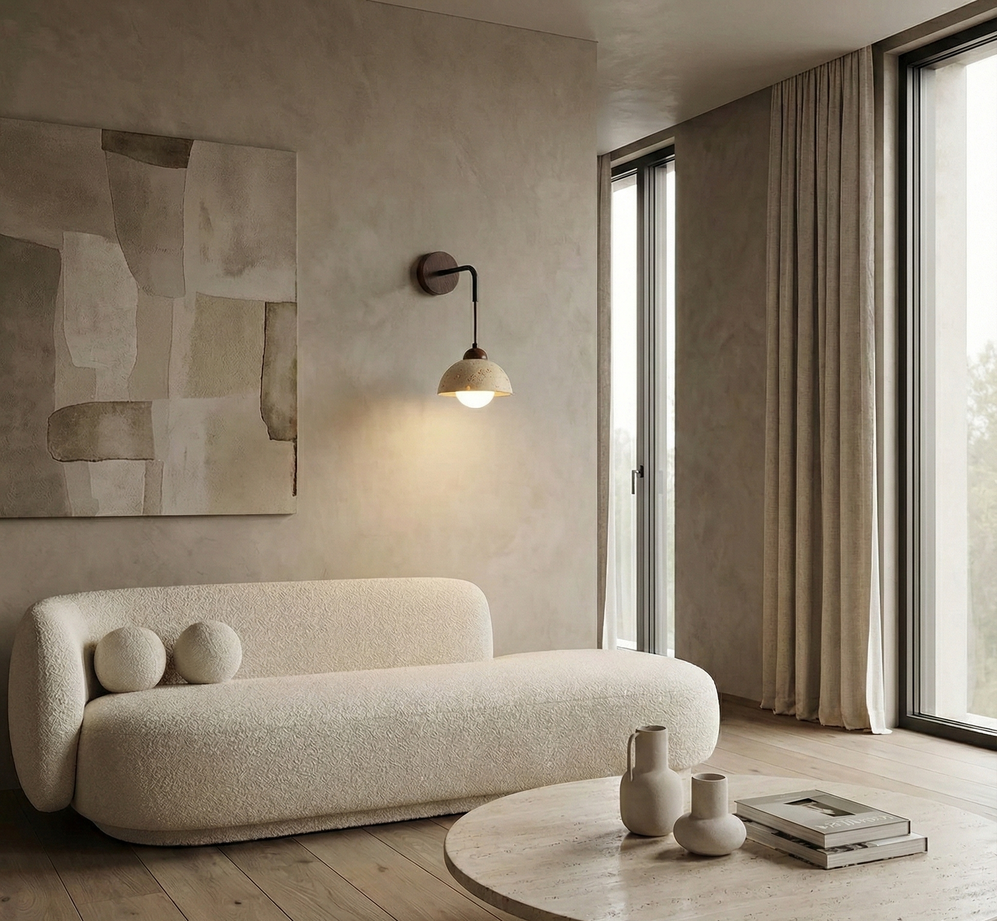 Wabi-Sabi Væglampe i Marmor og Træ