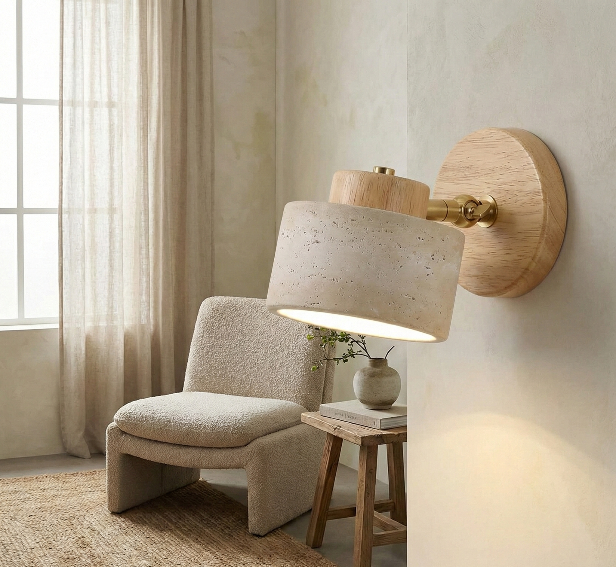Wabi-Sabi Yellow Cave Stone Wall Lamp